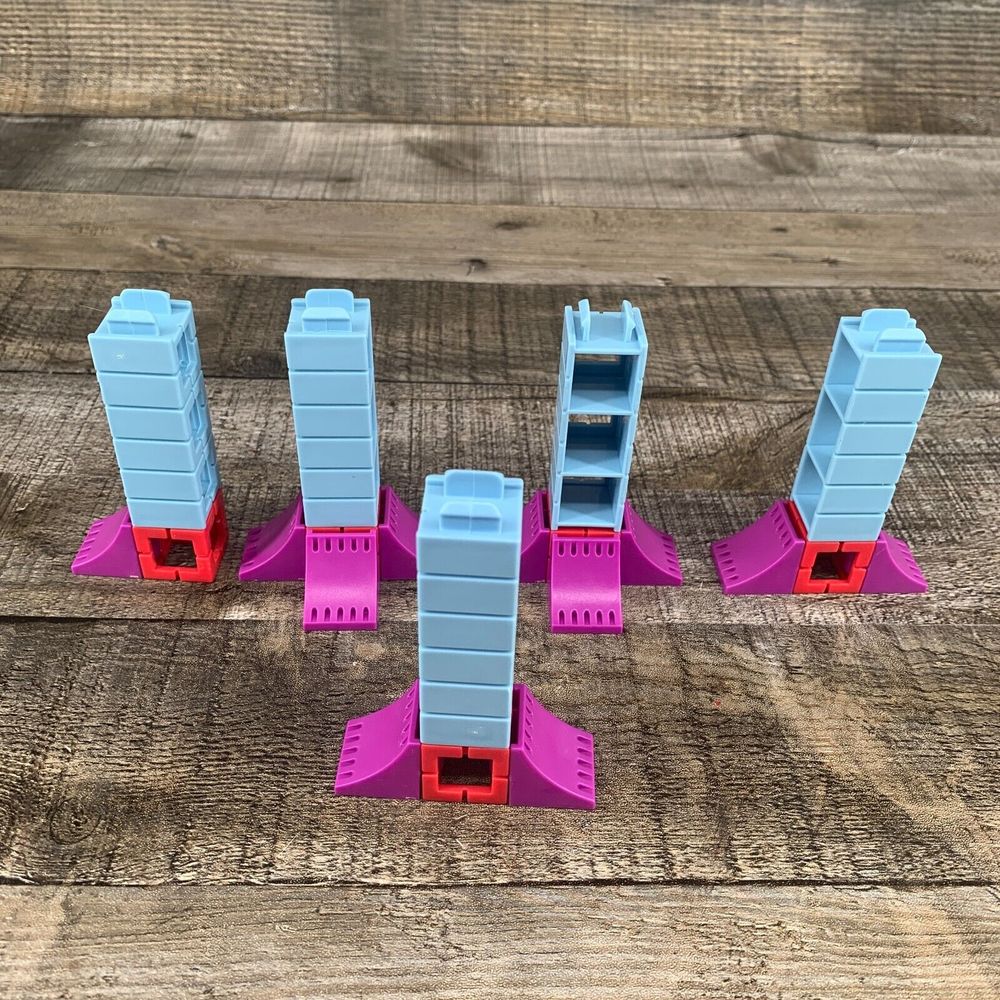 Rokenbok Lot Blue Connector Build Pieces Purple Feet